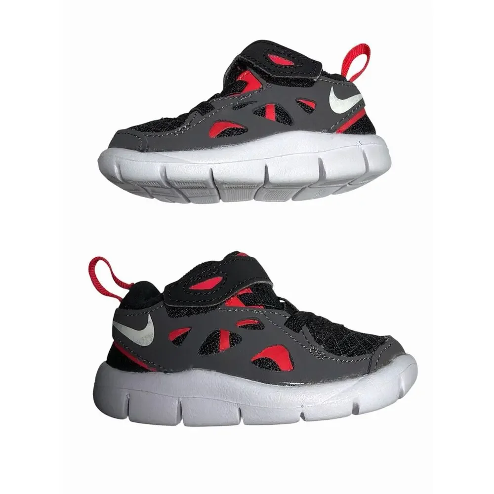 Nike Free Run 2 Size 4C (TDV) Toddler Black Red Athletic Sneakers DA2692-002 New